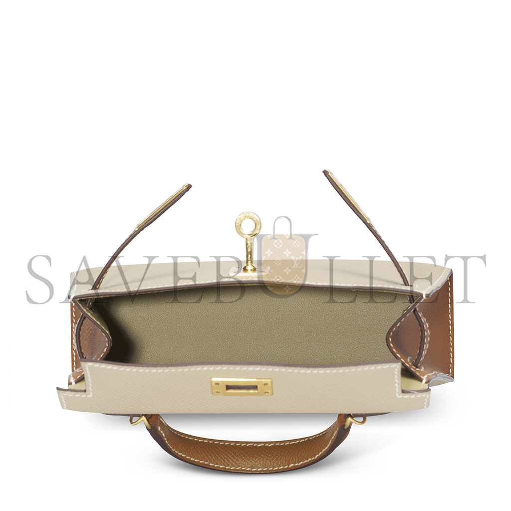 HERMÈS MASTER TRENCH & GOLD EPSOM LEATHER MINI KELLY II WITH GOLD HARDWARE (19*12*5.5cm)